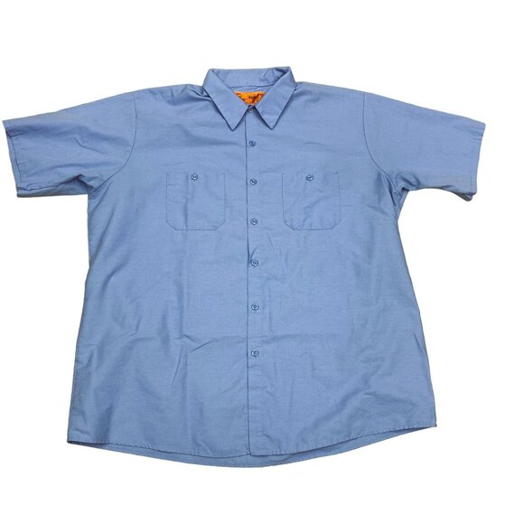 Red Kap Mens SS Shirt Blue XXL Cotton/Polyester Button-Down Collar Dual Pockets - Picture 9 of 9